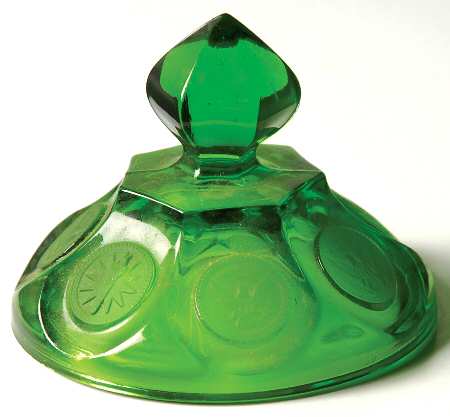 Coin Glass Emerald Green (Older, Stem 1372) Lid for Candy Dish