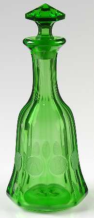 Coin Glass Emerald Green (Older, Stem 1372) Decanter & Stopper