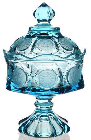 Coin Glass Light Blue (Newer) Wedding Bowl with Lid