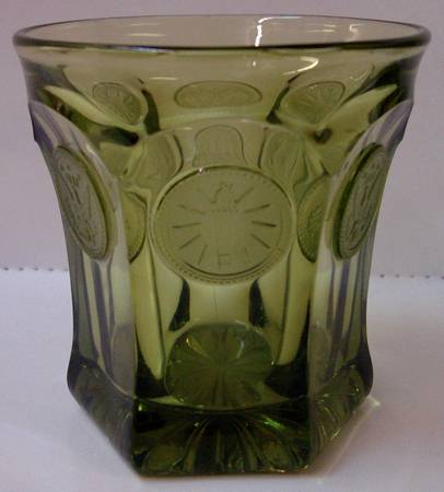 Coin Glass Olive Green Double Old Fashioned
