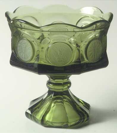 Coin Glass Olive Green Wedding Bowl, No Lid