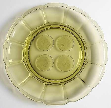Coin Glass Olive Green Luncheon Plate