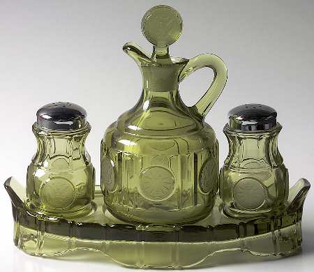 Coin Glass Olive Green (4 Piece) Condiment Set