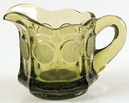Coin Glass Olive Green Creamer