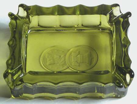 Coin Glass Olive Green Ashtray