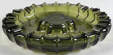 Coin Glass Olive Green Double Ashtray