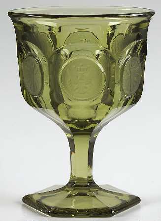 Coin Glass Olive Green Champagne/Tall Sherbet