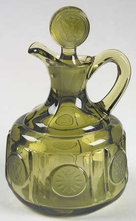Coin Glass Olive Green Cruet & Stopper
