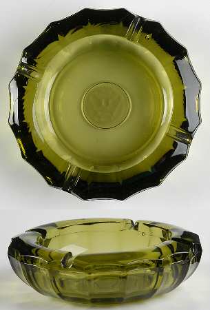 Coin Glass Olive Green Ashtray