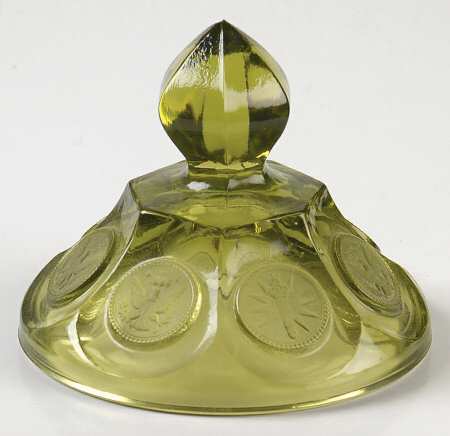 Coin Glass Olive Green Lid for Candy Dish