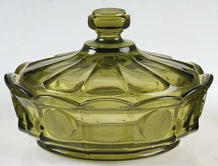 Coin Glass Olive Green Candy Box & Lid