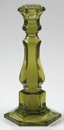 Coin Glass Olive Green Tall Single Light Candlestick