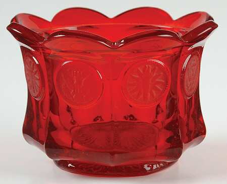 Coin Glass Ruby Sugar Bowl W/Lip No Lid
