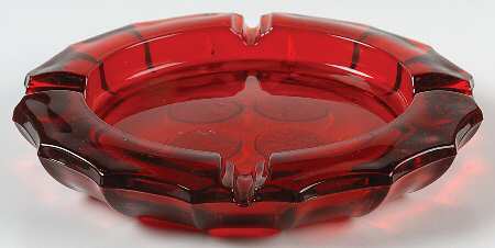 Coin Glass Ruby Double Ashtray