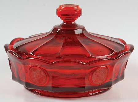 Coin Glass Ruby Candy Box & Lid