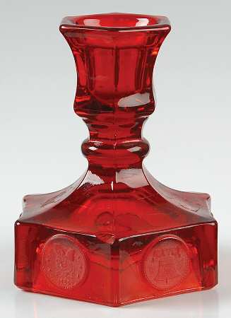 Coin Glass Ruby Single Light Candlestick