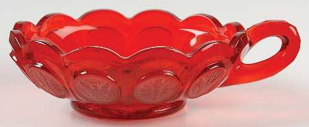 Coin Glass Ruby Handled Nappy