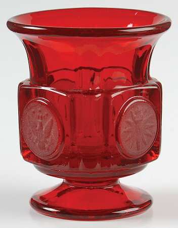 Coin Glass Ruby Footed Cigarette Urn