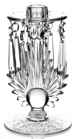 Corsage Clear 7" Single Flame Candlestick W/8 Prisms