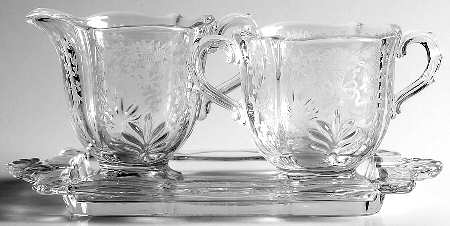 Corsage Clear Baroque Individual Creamer&Sugar on Tray