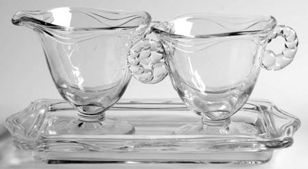 Coronet Clear Creamer, Sugar and Tray Set