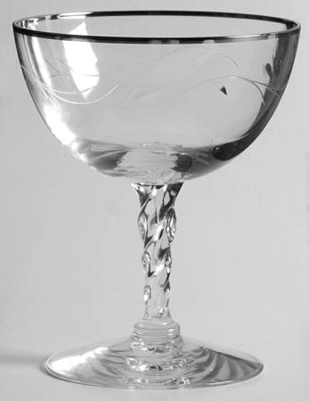 Coronet (Platinum Trim, Stem 6101, Cut 656) Champagne/Tall Sherbet