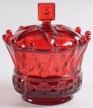 Crown Collection (Giftware) Candy Dish with Lid-Ruby/2749