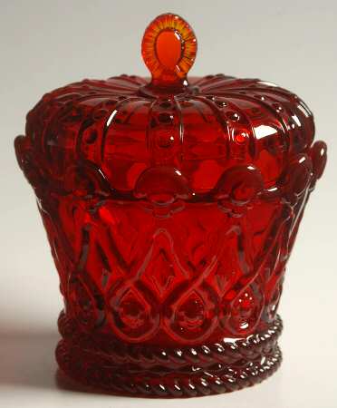 Crown Collection (Giftware) Candy Dish with Lid-Ruby/2750