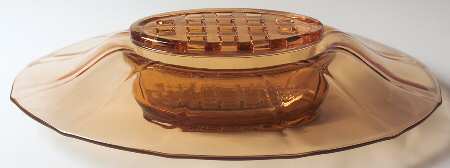 Fairfax Amber (Line 2375) 13" Oval Centerpiece with Flower Holder