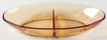 Fairfax Amber (Line 2375) 8" Oval 2 Part Relish
