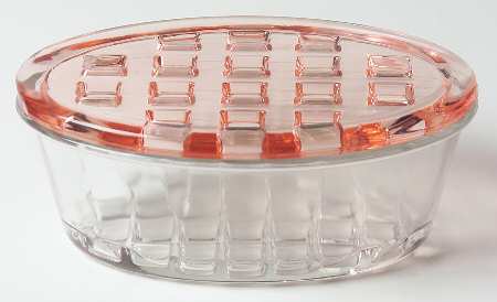 Fairfax Pink (Rose, Line 2375) Oval Flower Holder W/Frog Lid