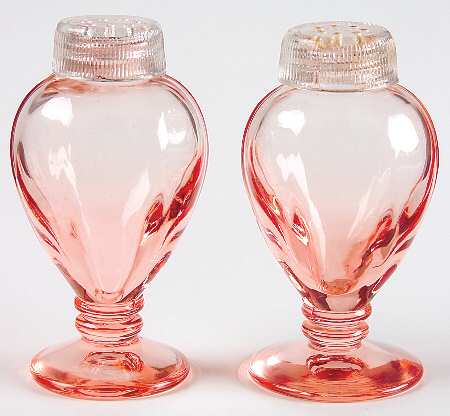 Fairfax Pink (Rose, Line 2375) Footed Shaker Set & Glass Lids
