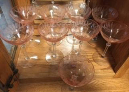 Fern Rose Bowl Champagne/Tall Sherbet