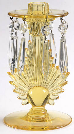 Flame Topaz (Yellow) 7" Single Flame Candlestick W/8 Prisms