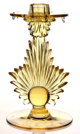 Flame Topaz (Yellow) 7" Single Flame Candlestick No Prisms