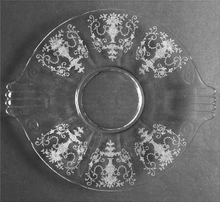 Florentine Clear (Stem 6005, Etch 311) Handled Cake Plate