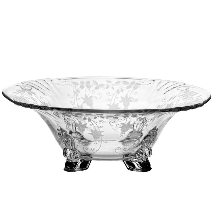 Fuchsia Clear 10" 4-Toed Footed Bowl