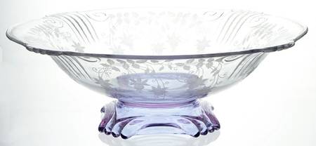 Fuchsia Wisteria 12" Round Footed Flared Bowl