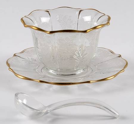 Gold Lace Mayonnaise Bowl & Underplate w/Ladle (Baroque Shap