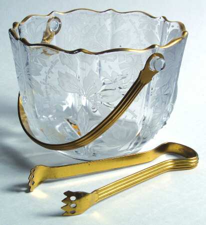 Gold Lace Ice Bucket with Handle & Tongs (Baroque Shape)