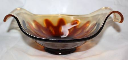 Hawaiian Amber Brown 9" Handled Bowl