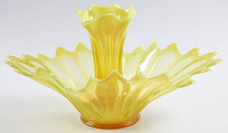 Heirloom Yellow Large Epergne, 16" Oblong Bowl & 9" Vase