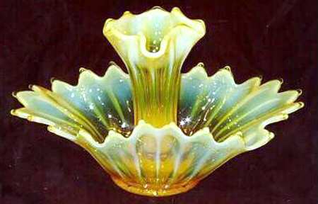 Heirloom Yellow Large Epergne, Oblong Bowl & 8" Vase