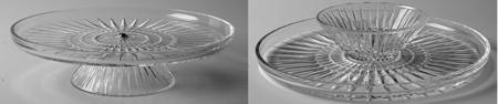 Heritage Clear Footed Cake Plate/One Piece Chip & Dip