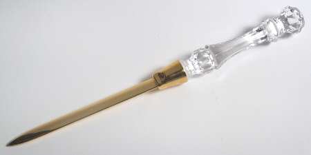 Heritage Clear Letter Opener W/Gold Electroplate Blade