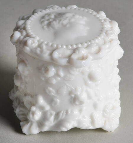 Jenny Lind Milkglass Round Pomade Box with Lid