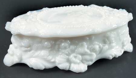 Jenny Lind Milkglass Pin Box with Lid