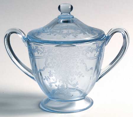 June Blue (Azure) Footed Sugar Bowl & Lid