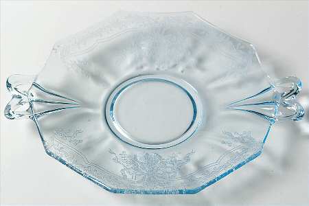 June Blue (Azure) Lemon Plate with Bow Handle