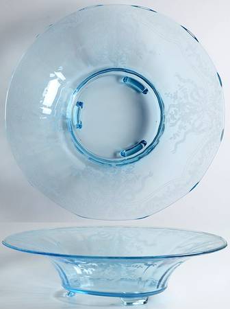 June Blue (Azure) 12" 3-Toed Footed Bowl